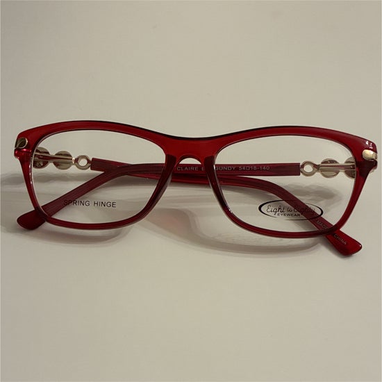 Women's Eight to Eighty Claire Burgundy (Includes Single Vision Polycarbonate Lens)