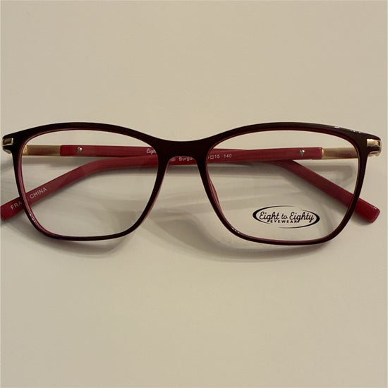 Women's Eight to Eighty Heidi Burgundy (Includes Single Vision Polycarbonate Lens)