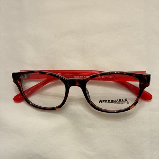 Kid's Girl Affordable Designs Adeline Tortoise/Red (Includes Single Vision Polycarbonate Lens)